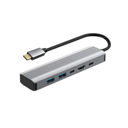 Алуминиев USB-C HUB 5в1, VIVANCO 23625, HDMI 4K 60Hz, USB-C PD100W, 2xUSB-A